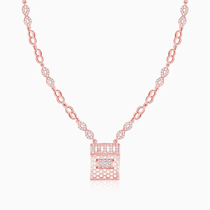 Necklaces and pendants with engraved messages for a deeply personal, sentimental gift-Rose Gold Endless Romance Necklace