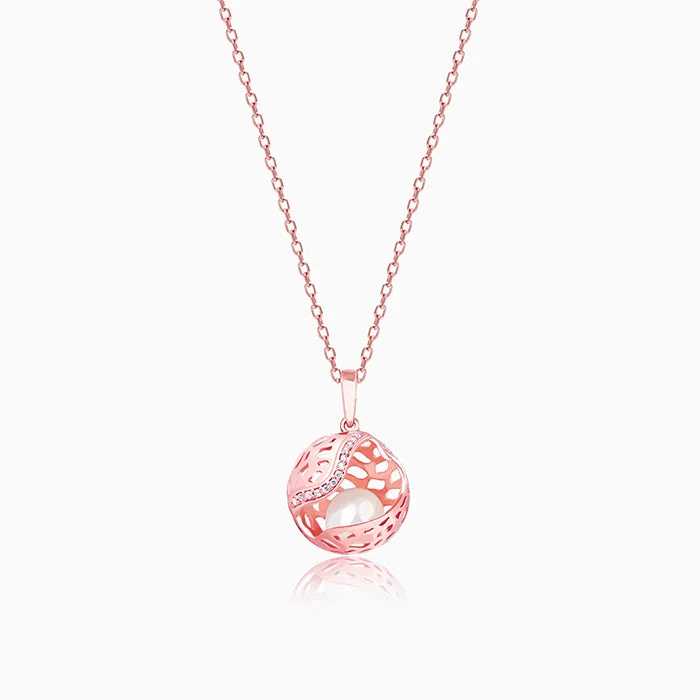 Best necklaces and pendants with oval pendants for a classic, elegant shape-Rose Gold Warm Embrace Pendant With Link Chain