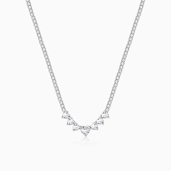 Simple necklaces and pendants with tiny charms for a delicate and casual vibe-Silver Zirconia Heart Necklace