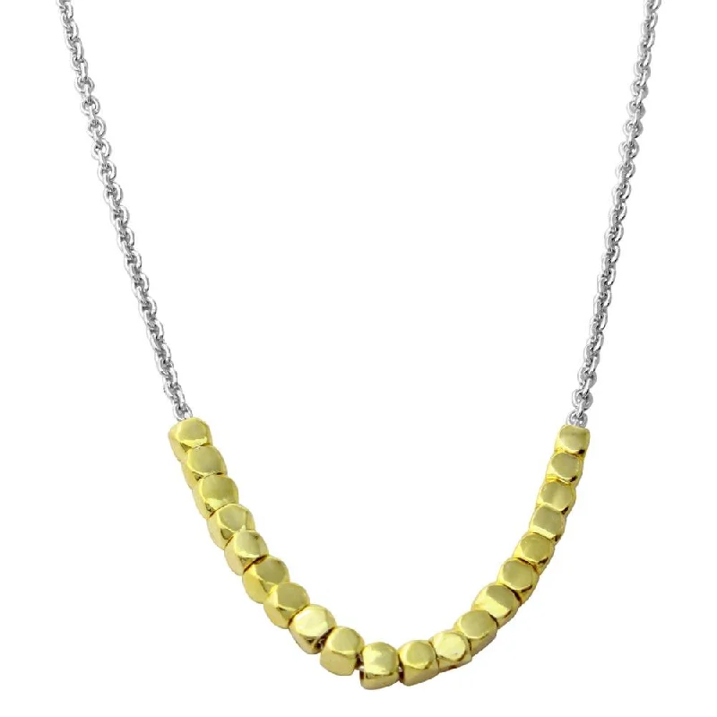 Best necklaces and pendants with sterling silver for an affordable yet stylish choice-Gold and Rhodium Plated 925 Sterling Silver Necklace with Circle Hoops - DIN00082RH-GP