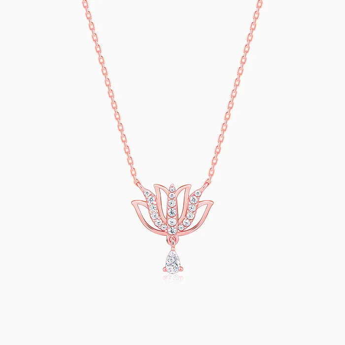 Elegant necklaces and pendants with diamond accents for added sparkle-Rose Gold Thamarai Necklace