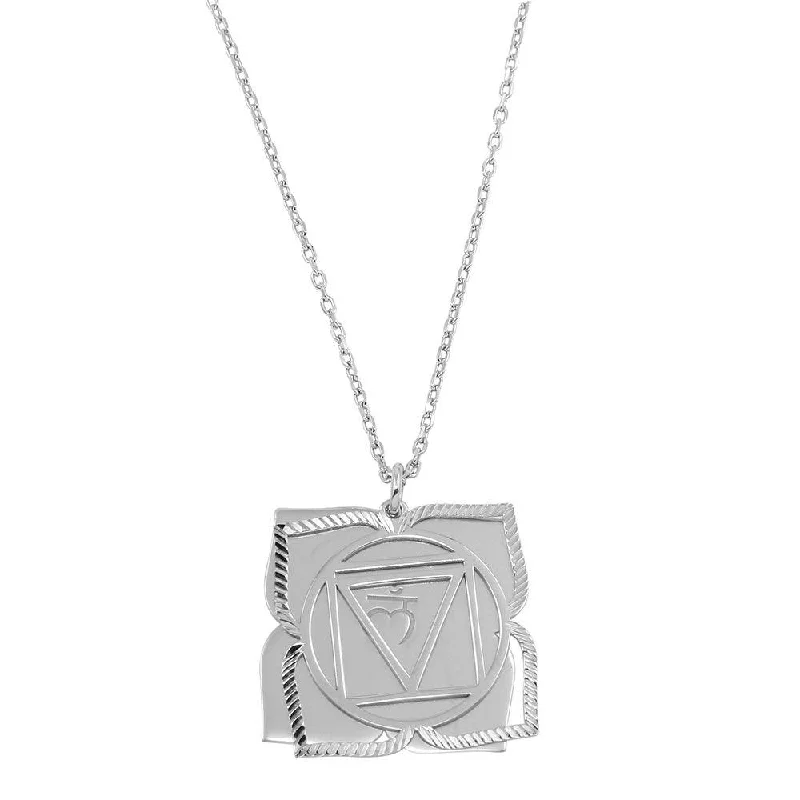 Necklaces and pendants with matching rings for a coordinated set of jewelry-Rhodium Plated 925 Sterling Silver Muladhara Chakra Symbol Necklace - SOP00053