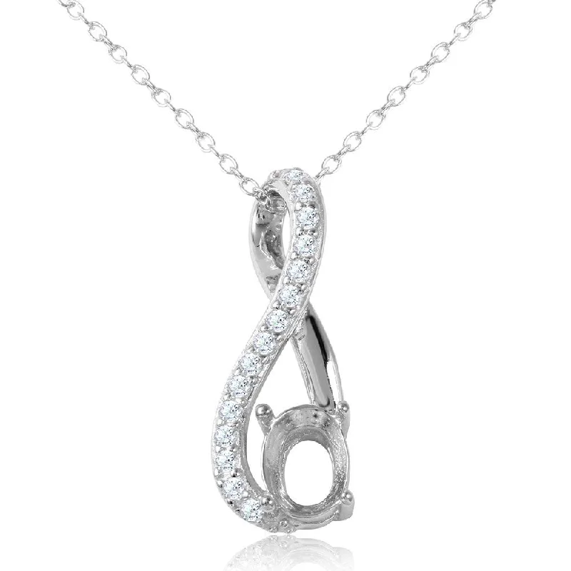 Personalized necklaces and pendants with name engravings for a custom touch-Silver 925 Rhodium Plated Infinity with CZ and Mounting Necklace - BGP00909