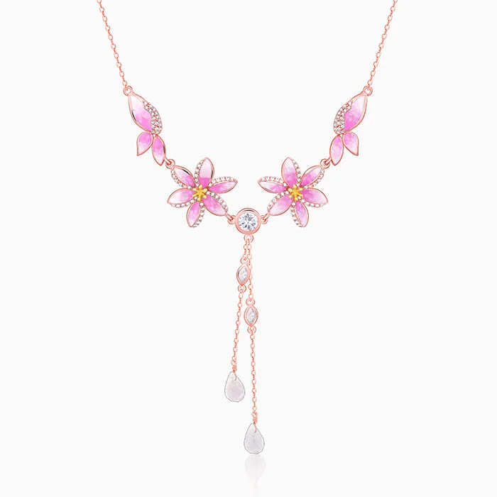 Best necklaces and pendants with intricate filigree for vintage-inspired elegance-Rose Gold Pink Trillium Necklace