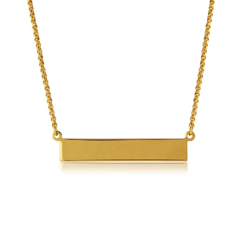 Unique necklaces and pendants with gemstones for a colorful and vibrant statement-Silver 925 Gold Plated Bar Necklace - ARN00029GP