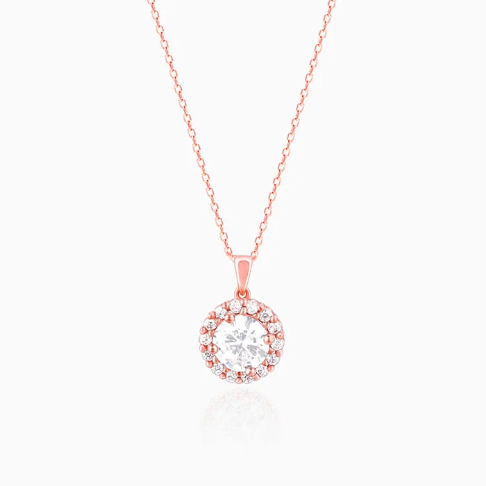 Best necklaces and pendants with floral designs for a feminine and elegant feel-Rose Gold Eve Beauty Pendant With Link Chain