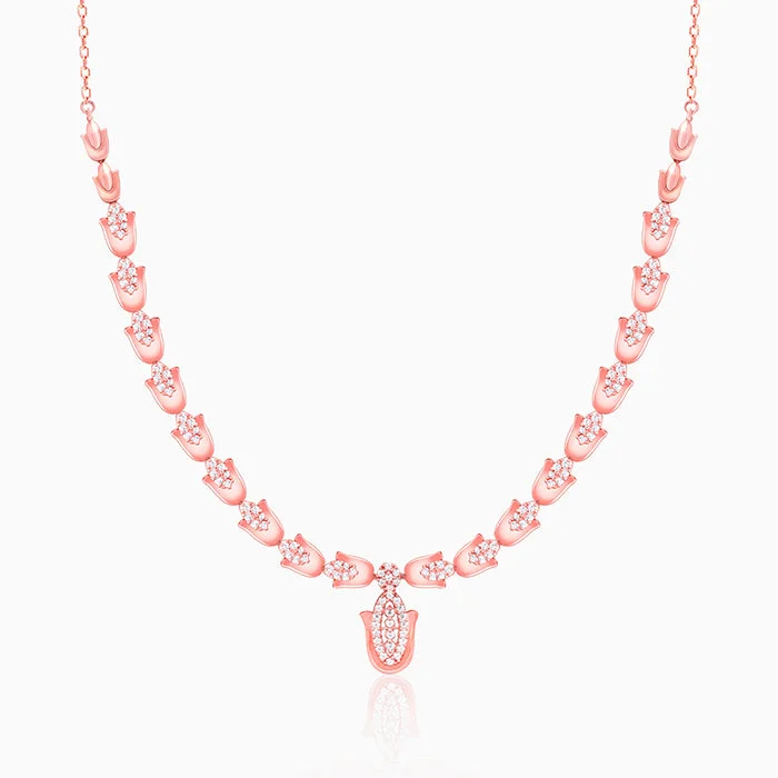 Stunning necklaces and pendants with sapphire gemstones for a luxurious blue hue-Rose Gold Classic Hamsa Necklace