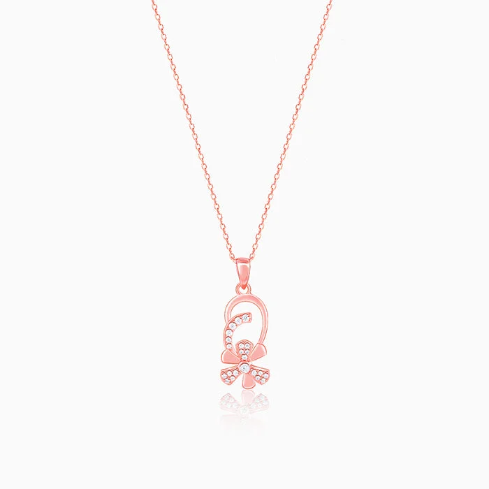 Necklaces and pendants with custom designs for a completely unique jewelry piece-Rose Gold Mindful Musli Spin Pendant With Link Chain