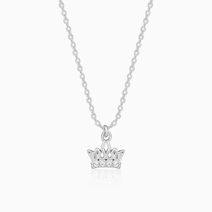 Beautiful necklaces and pendants with diamond halo settings for extra brilliance-Silver Crown Delight Pendant With Link Chain