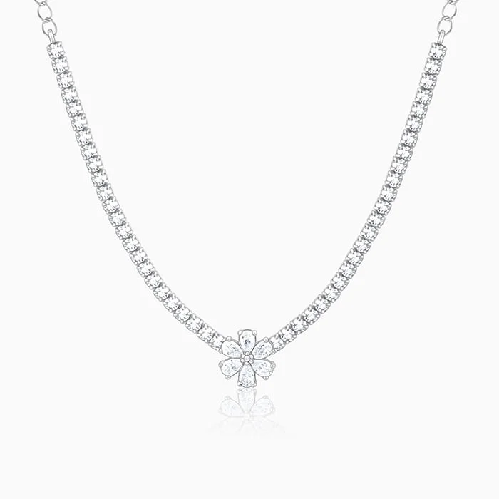 Necklaces and pendants with enamel accents for a colorful, eye-catching appearance-Silver Virtuous Flora Necklace