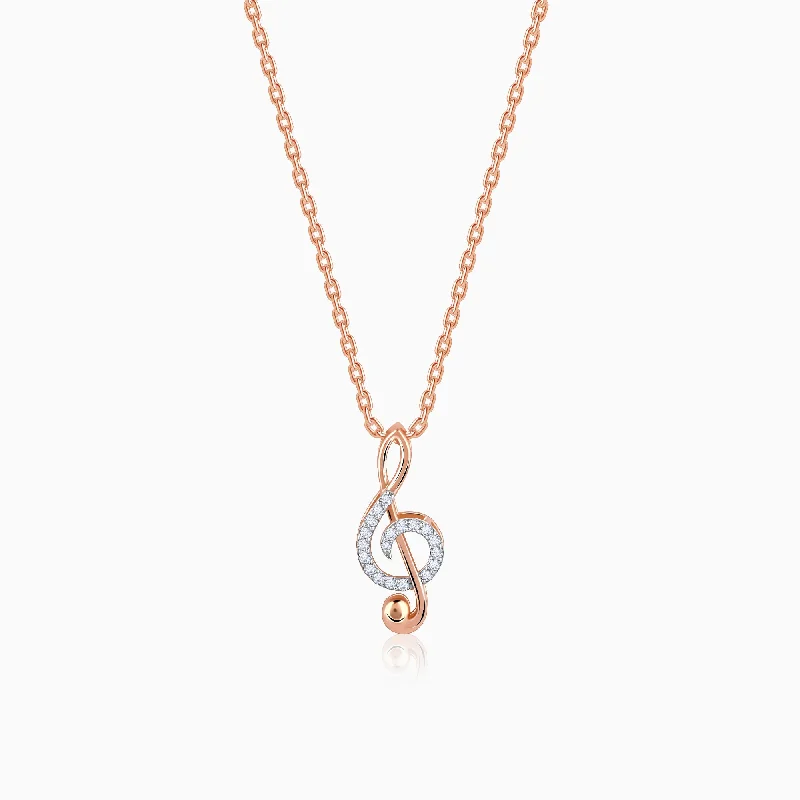 Necklaces and pendants with feather designs for a boho-chic, carefree vibe-Rose Gold Musical Note Diamond Pendant