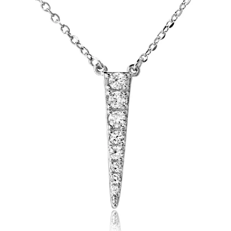 Best necklaces and pendants with floral designs for a feminine and elegant feel-Rhodium Plated 925 Sterling Silver Dropped Ice Pick Necklace - BGP01182