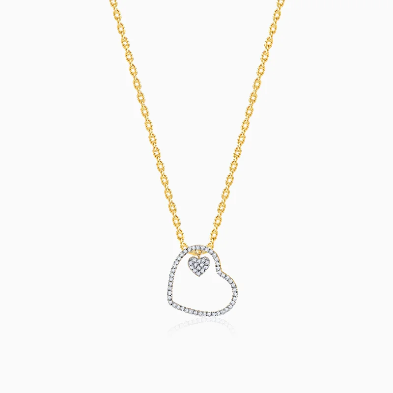 Best necklaces and pendants with seashell designs for a tropical, beachy vibe-Gold Dual Heart Diamond Pendant