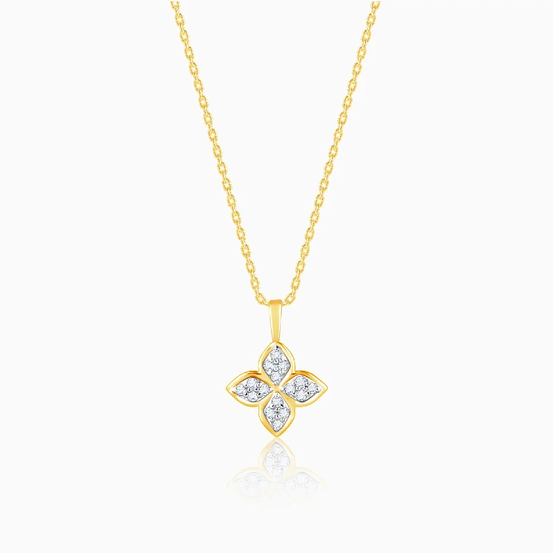 Best necklaces and pendants with layered designs for a chic, stacked look-Gold Floret Diamond Pendant