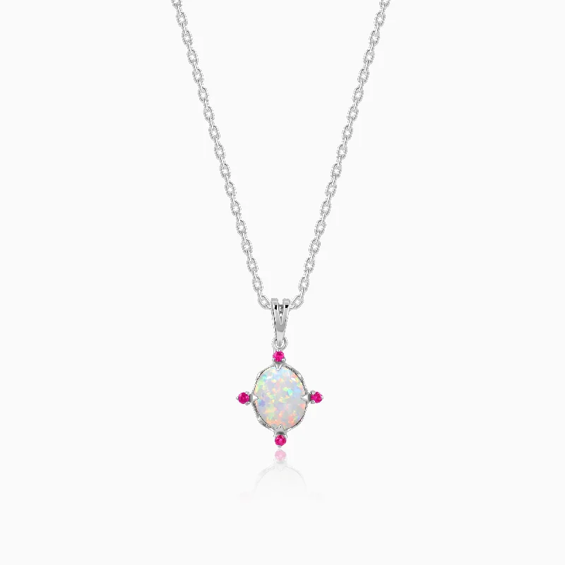 Stunning necklaces and pendants with aquamarine stones for a serene effect-Silver Opal Dreams Pendant With Link Chain