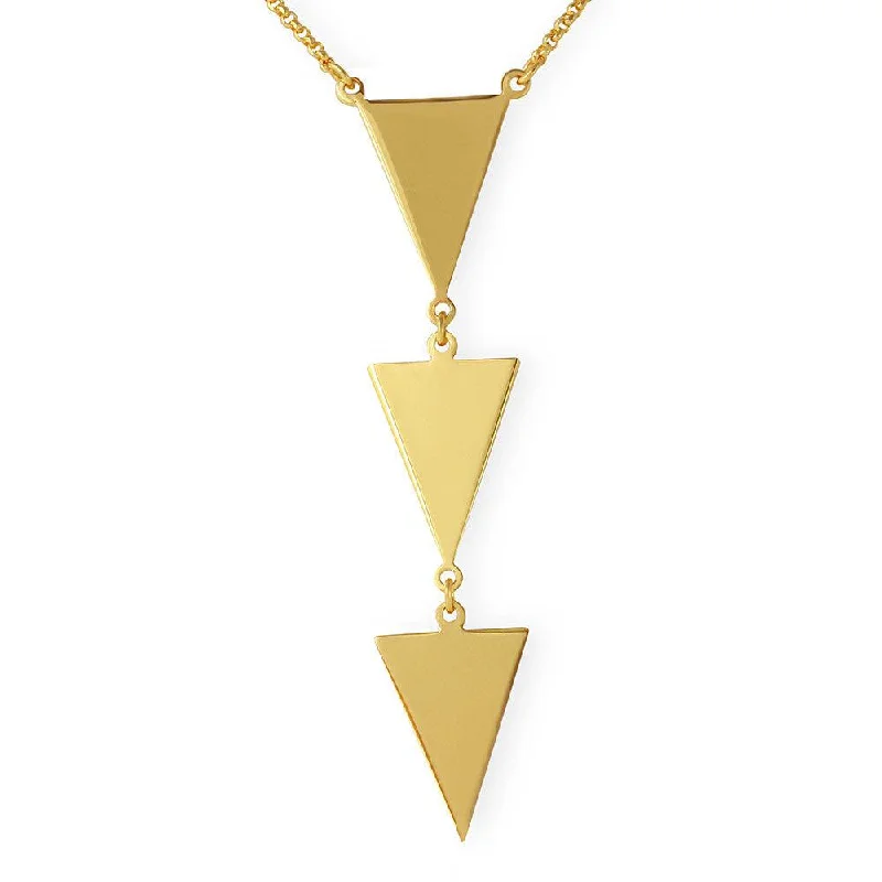 Unique necklaces and pendants with vintage-inspired designs for timeless appeal-Silver 925 Gold Plated 3 Triangle Drop Necklace - ARN00022GP