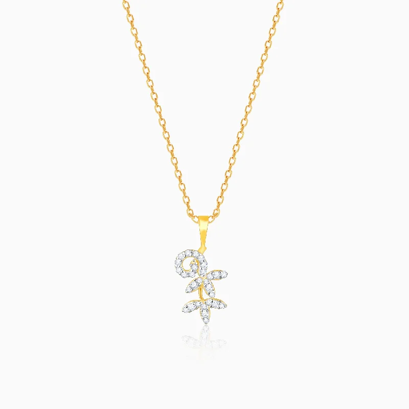 Best necklaces and pendants with black diamonds for an edgy, bold statement-Gold Elegant Floral Diamond Pendant