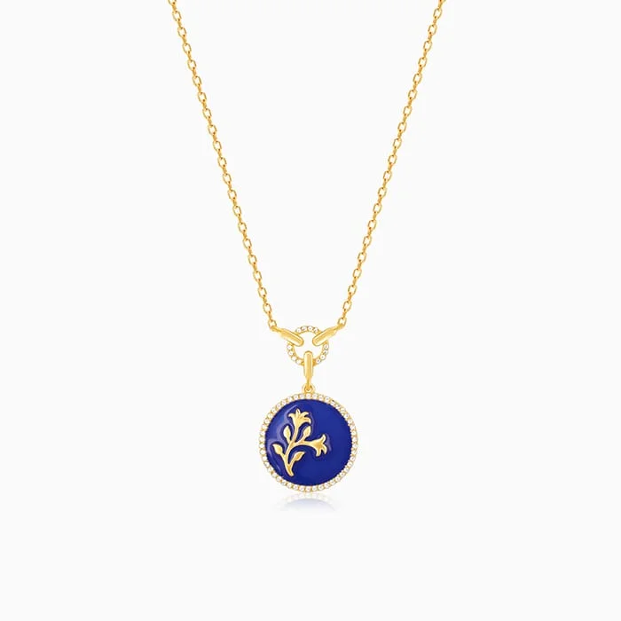 Trendy necklaces and pendants with geometric shapes for a modern aesthetic-Golden Royal Blue Pendant with Link Chain