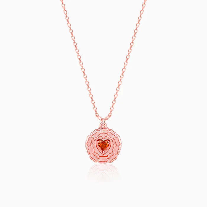 Necklaces and pendants with geometric pendants for a clean, contemporary design-Rose Gold I Love You Floral Pendant With Link Chain