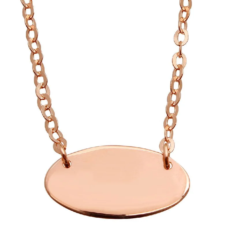 Necklaces and pendants with engraved messages for a deeply personal, sentimental gift-Rose Gold Plated 925 Sterling Silver Small Oval Disc Necklace - DIN00031RGP