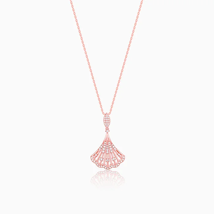 Necklaces and pendants with engraved messages for a deeply personal, sentimental gift-Rose Gold Seashell Pendant With Link Chain