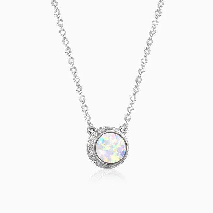 Beautiful necklaces and pendants with moonstone for an ethereal, mystical appearance-Silver Opal Moon Necklace