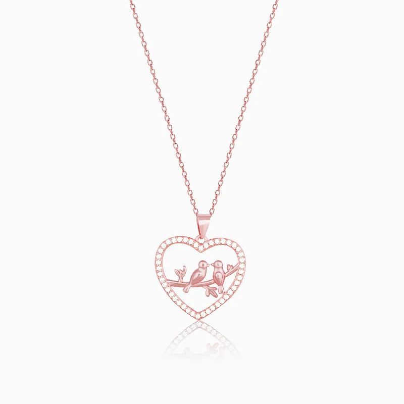 Best necklaces and pendants with matching earrings for a coordinated, elegant look-Rose Gold Love Birds Pendant With Link Chain