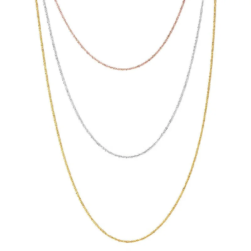 Best necklaces and pendants with intertwined designs for a symbol of unity-Silver 925 3 Toned 3 Strands Roc Chain Necklace - ARN00018TRI