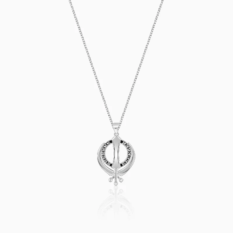 Best necklaces and pendants with adjustable chains for a customizable fit-Silver Sikh Khanda Symbol Pendant With Box Chain For Him