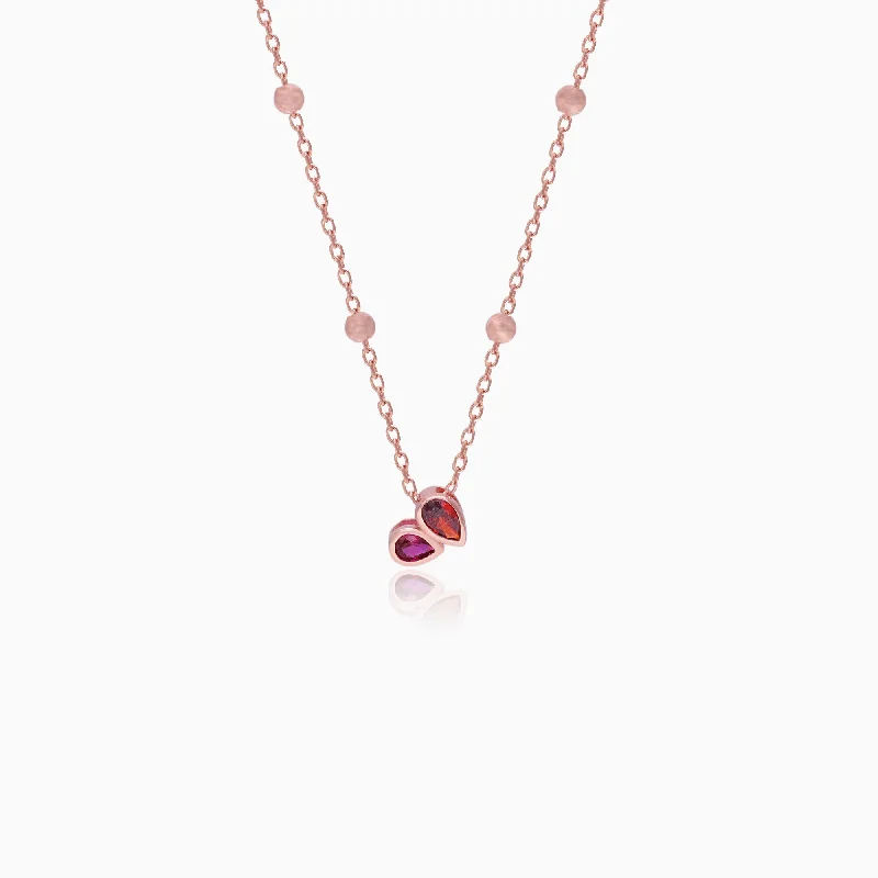 Beautiful necklaces and pendants with geometric shapes for a modern, artistic design-Rose Gold Crimson Heart Necklace