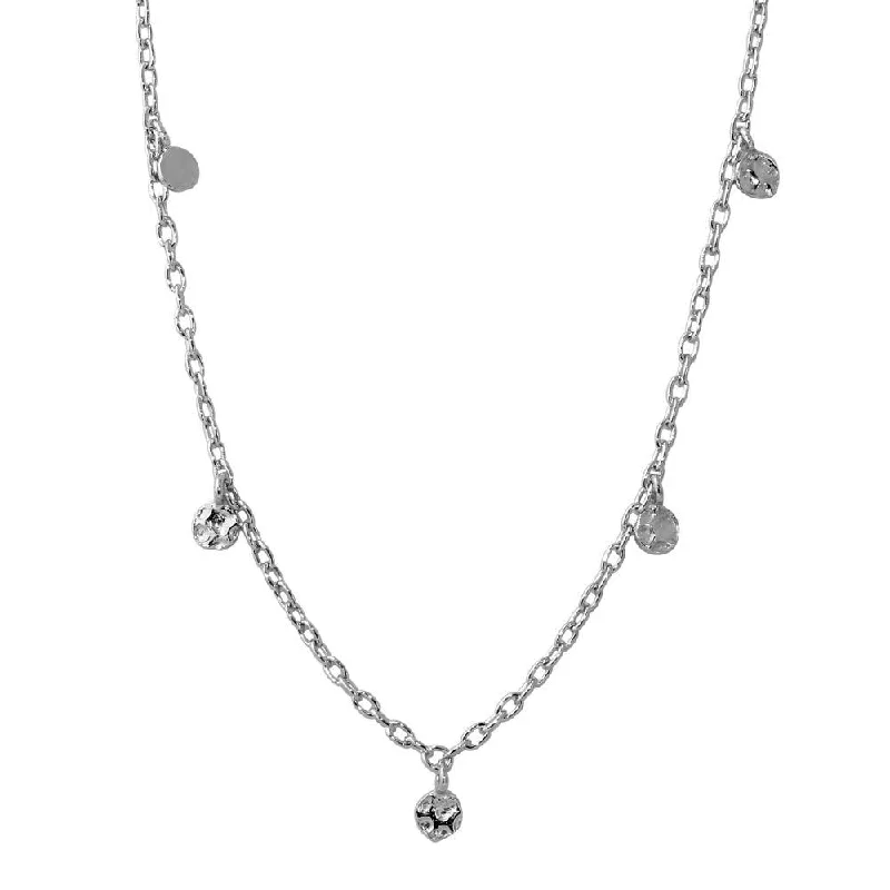 Beautiful necklaces and pendants with natural stones for an earthy, organic vibe-Rhodium Plated 925 Sterling Silver Dangling 5 Confetti Necklace - DIN00083RH