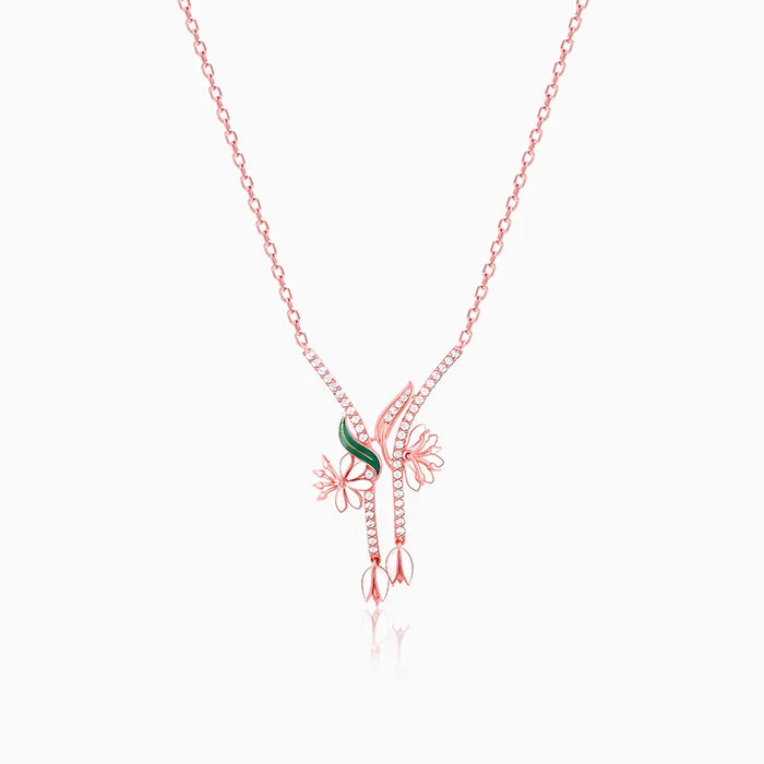 Best necklaces and pendants with statement designs for a fashionable accessory-Rose Gold Snowy Safed Musli Necklace