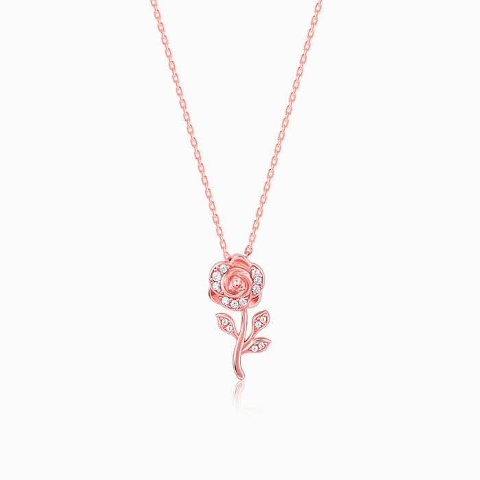 Elegant necklaces and pendants with diamond accents for added sparkle-Rose Gold Roseate Pendant with Link Chain