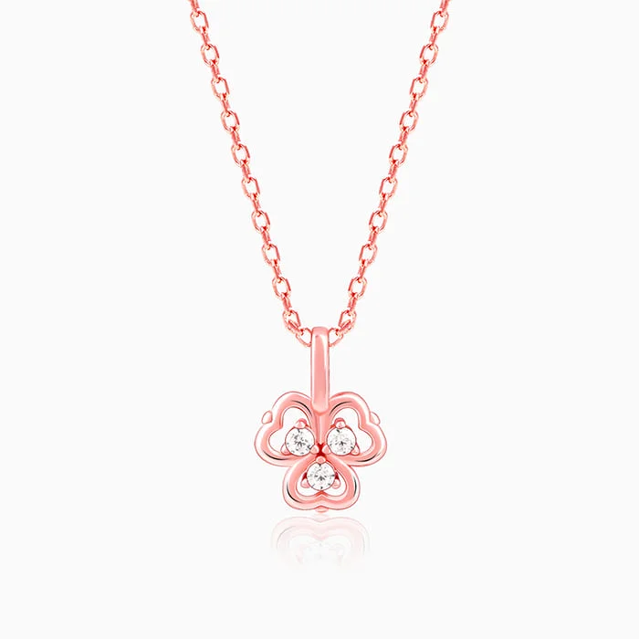 Elegant necklaces and pendants with gold chains for a chic, timeless appearance-Rose Gold Three Leaf Clover Pendant With Link Chain