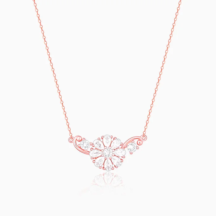 Beautiful necklaces and pendants with butterfly motifs for a whimsical style-Rose Gold Floral Necklace