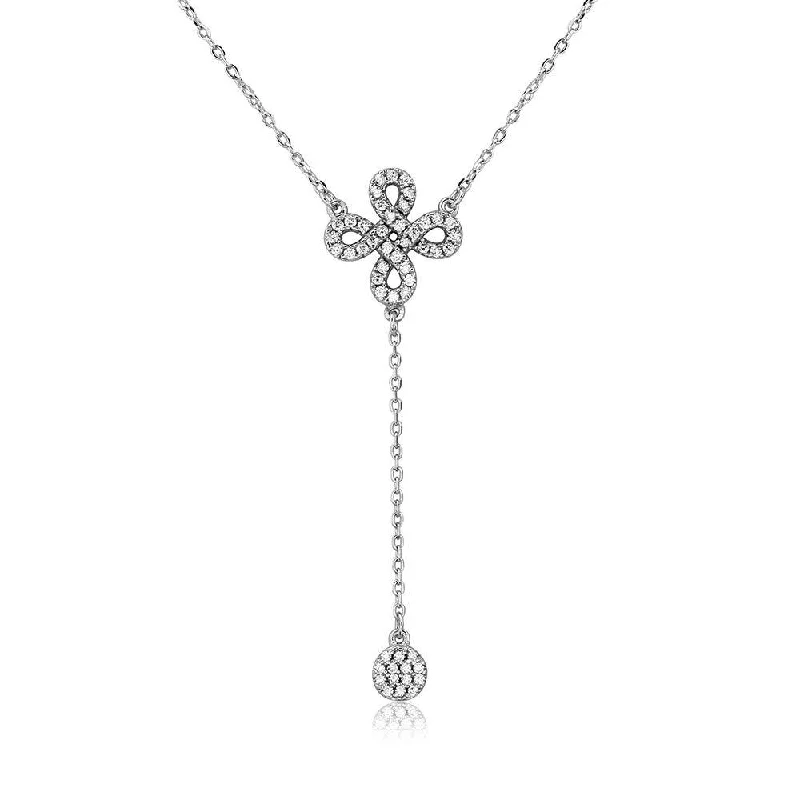 Best necklaces and pendants with cubic zirconia for a budget-friendly dazzling effect-Silver 925 Rhodium Plated Infinity Sign with Hanging CZ Necklace - BGP01108