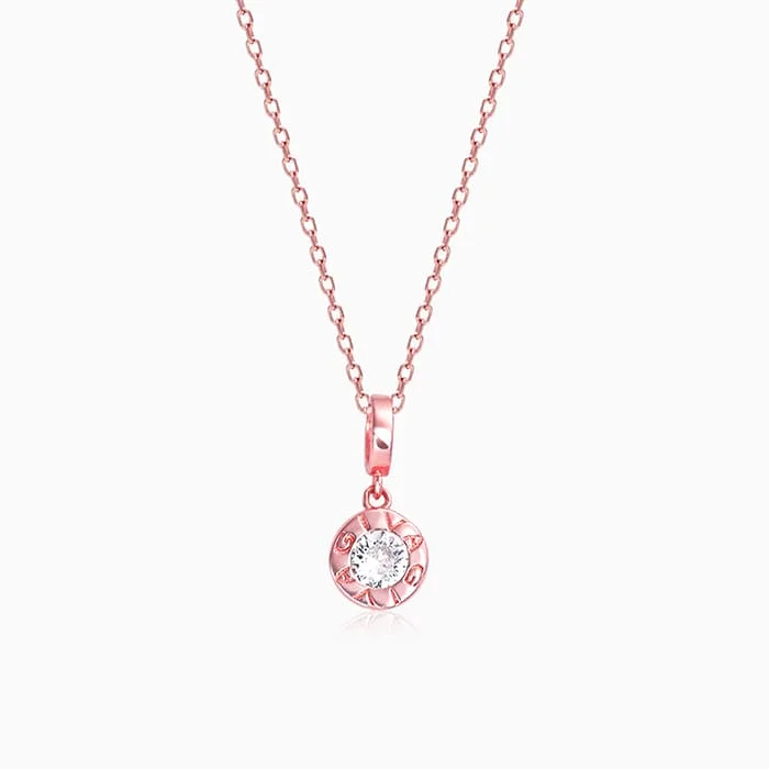 Best necklaces and pendants with rose gold for a warm and romantic appeal-Rose Gold Minimal Zircon Pendant with Link Chain