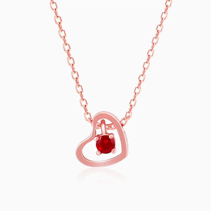 Best necklaces and pendants with vintage lockets for a nostalgic, sentimental look-Rose Gold Whole Heart in Red Necklace