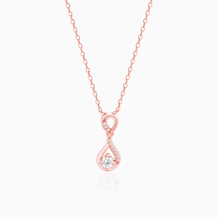 Best necklaces and pendants with art deco elements for a vintage, glamorous design-Rose Gold Zircon Twist Pendant With Link Chain