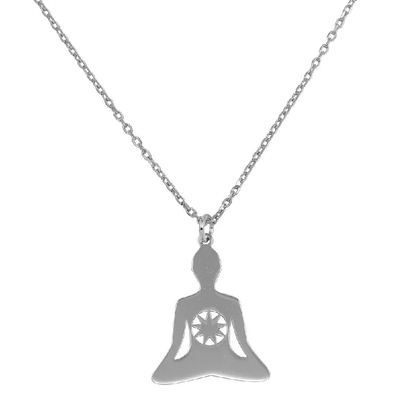 Best necklaces and pendants with butterfly wings for a delicate, graceful style-Rhodium Plated 925 Sterling Silver Chakra Symbol Necklace - SOP00050