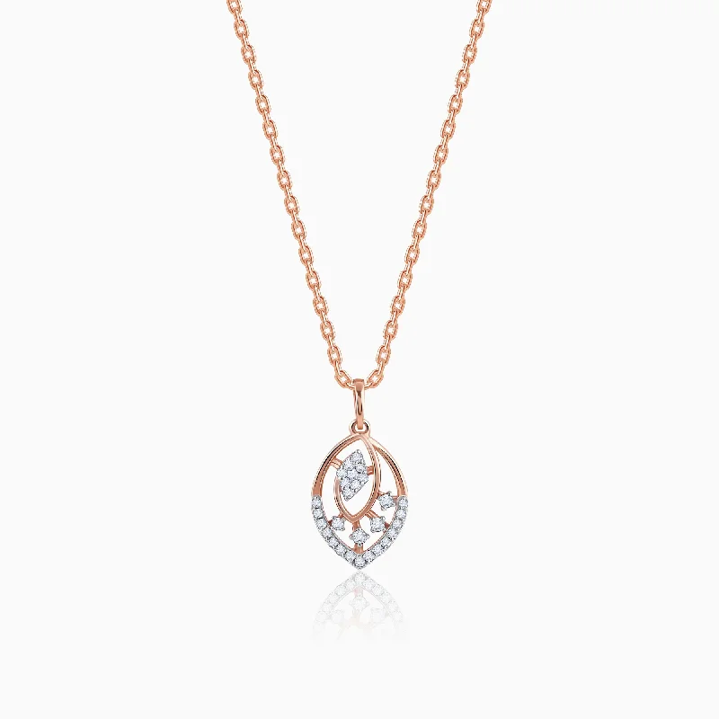 Necklaces and pendants with feather designs for a boho-chic, carefree vibe-Rose Gold Feuille Diamond Pendant