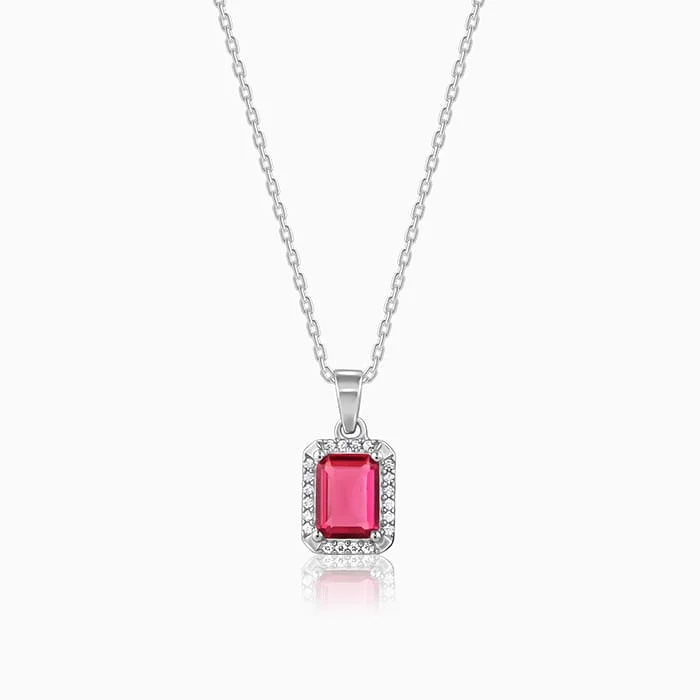 Necklaces and pendants with clear quartz for a pure and radiant look-Silver Dreamy Red Pendant With Link Chain