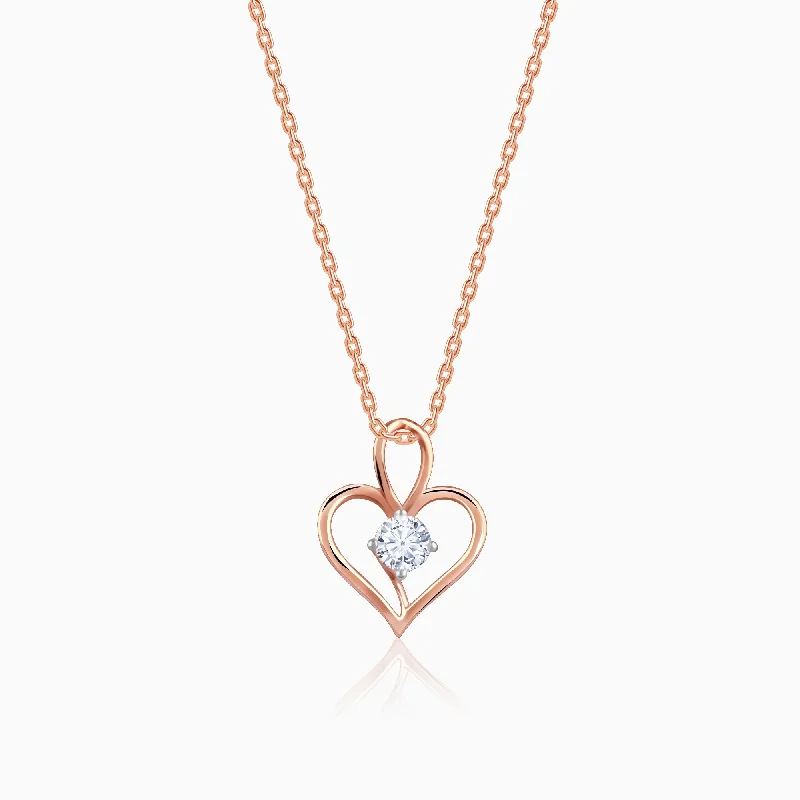 Stunning necklaces and pendants with aquamarine stones for a serene effect-Rose Gold Favourite Heart Diamond Pendant