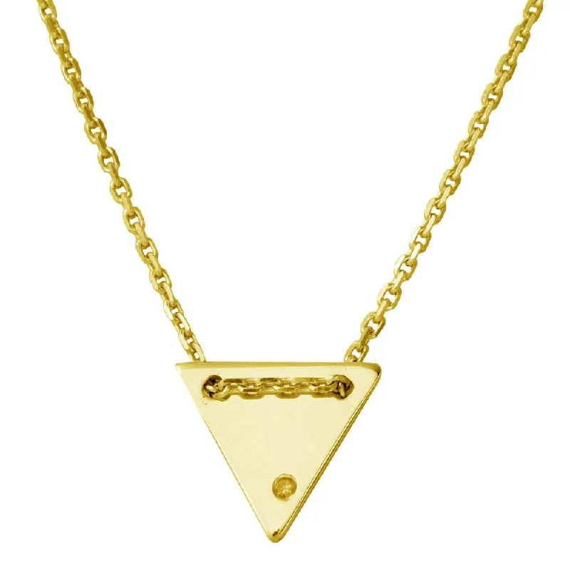 Necklaces and pendants with geometric pendants for a clean, contemporary design-Gold Plated 925 Sterling Silver Engravable Diamond Shaped Necklace with CZ - DIN00078GP