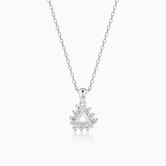 Best necklaces and pendants with zodiac signs for a celestial, astrology-inspired vibe-Silver Sparkly Triangle Pendant With Link Chain