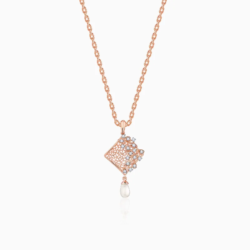 Necklaces and pendants with love knot designs for a romantic, meaningful symbol-Rose Gold Vega Diamond Pendant