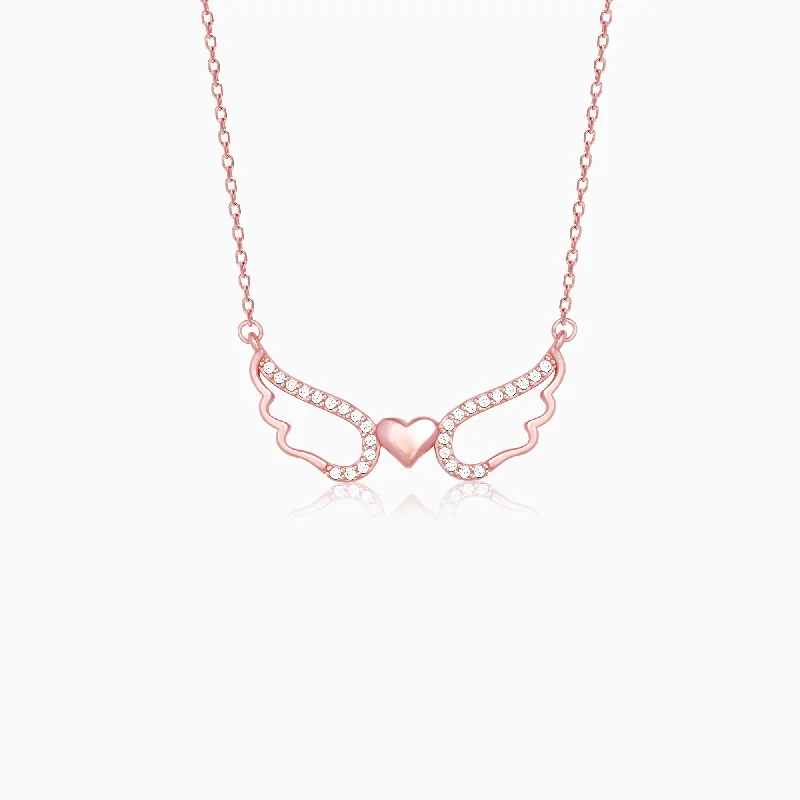 Best necklaces and pendants with vintage coin pendants for a unique accessory-Rose Gold Wing It With Love Necklace