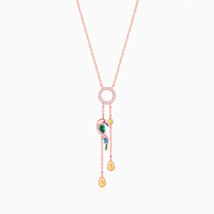 Necklaces and pendants with diamond pendants for a luxurious sparkling effect-Rose Gold Swinging Bird Pendant with Link Chain