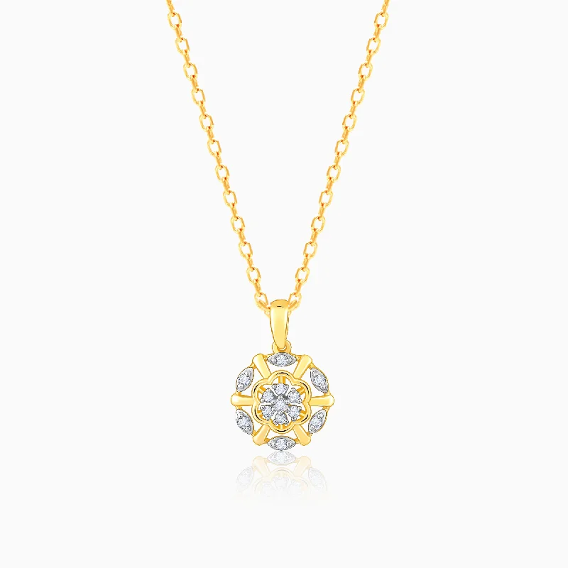 Best necklaces and pendants with matching earrings for a coordinated, elegant look-Gold and Diamond Floral Pendant