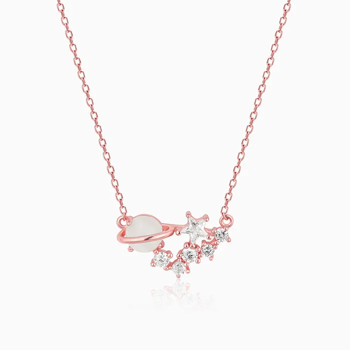 Beautiful necklaces and pendants with moonstone for an ethereal, mystical appearance-Rose Gold Celestial Love Necklace